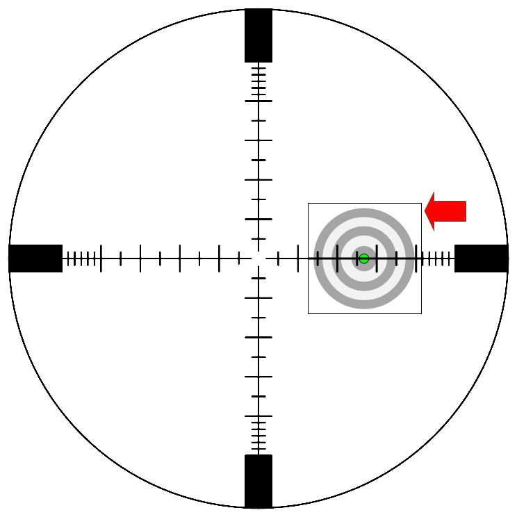 Send it when the target center is at the 2.55 mils point in the scope.