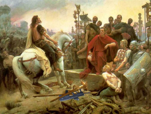 Vercingetorix trowing his Tavor at Cesar's feet.