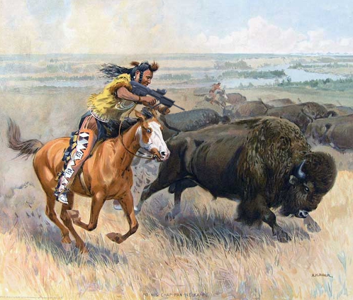 An Indian shooting a buffalo with a Tavor